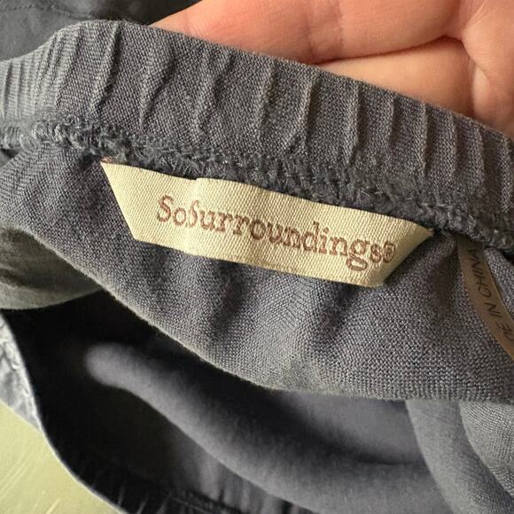 SOFT SURROUNDINGS Women's Med Purple Tiered Knee Midi Skirt Boho Hippie Linen - Picture 3 of 7